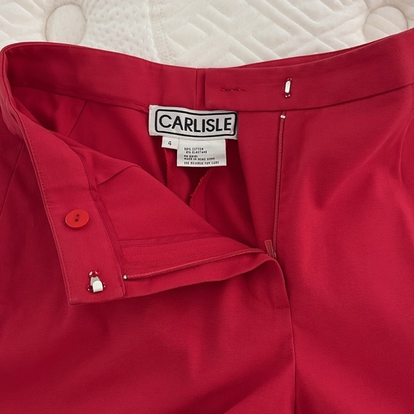 Carlisle Vintage Bold Red Flat Front Straight Leg Cotton Pants. Size 4 - Picture 6 of 10